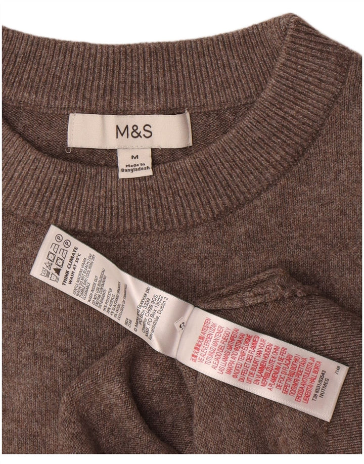Suéter feminino Marks & Spencer com gola redonda Reino Unido 14 poliéster cinza médio