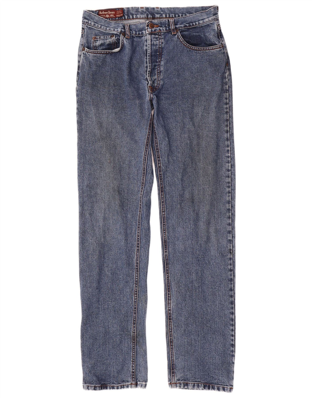 MARLBORO CLASSICS Calça jeans reta masculina W33 L34 algodão azul