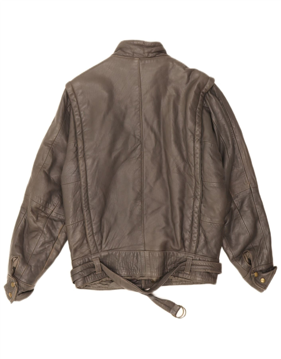 Jaqueta de couro vintage masculina solta IT 44 XS couro cinza