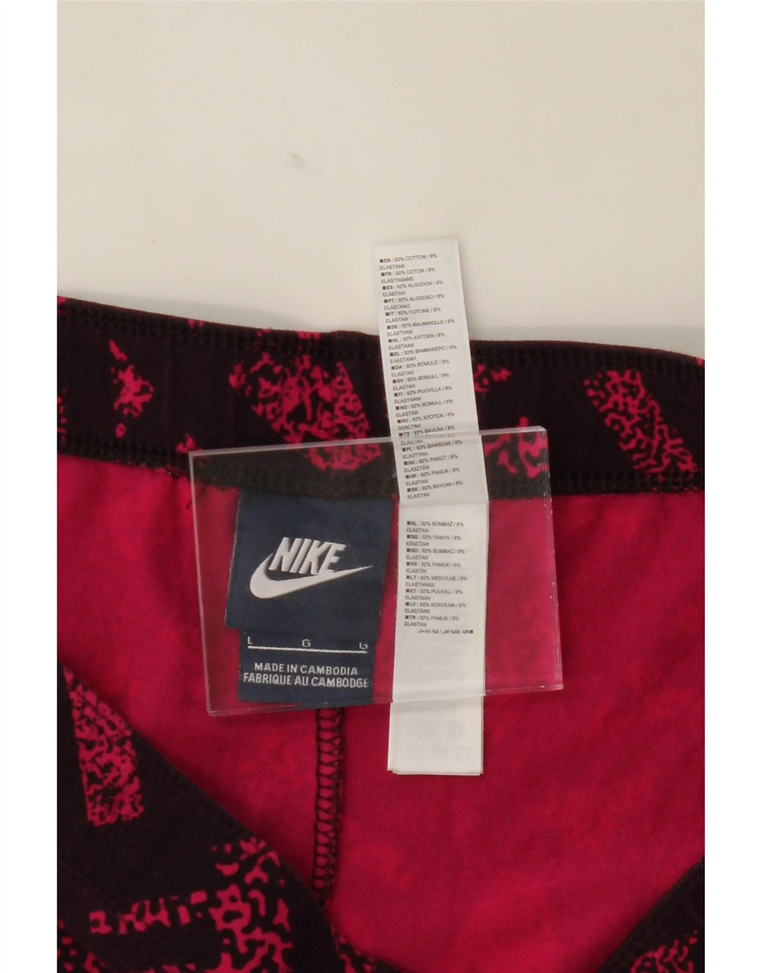 NIKE Womens Leggings UK 14 Large Purple Geometric Cotton Vintage Nike and Second-Hand Nike from Messina Hembry 