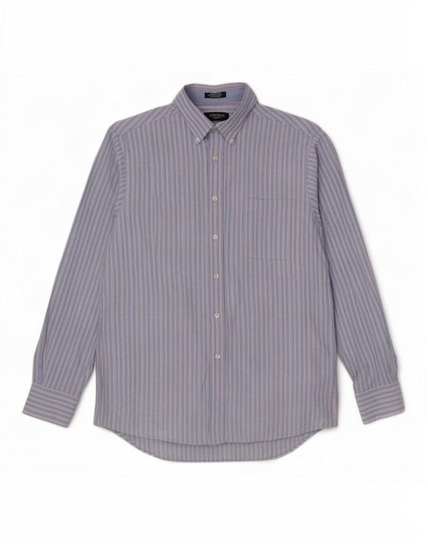 Camisa masculina Chaps Classic Fit tamanho 16 1/2 grande algodão listrado azul