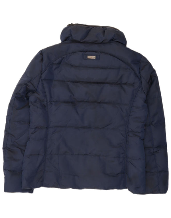 Jaqueta acolchoada feminina Zara UK 18 XL azul marinho nylon
