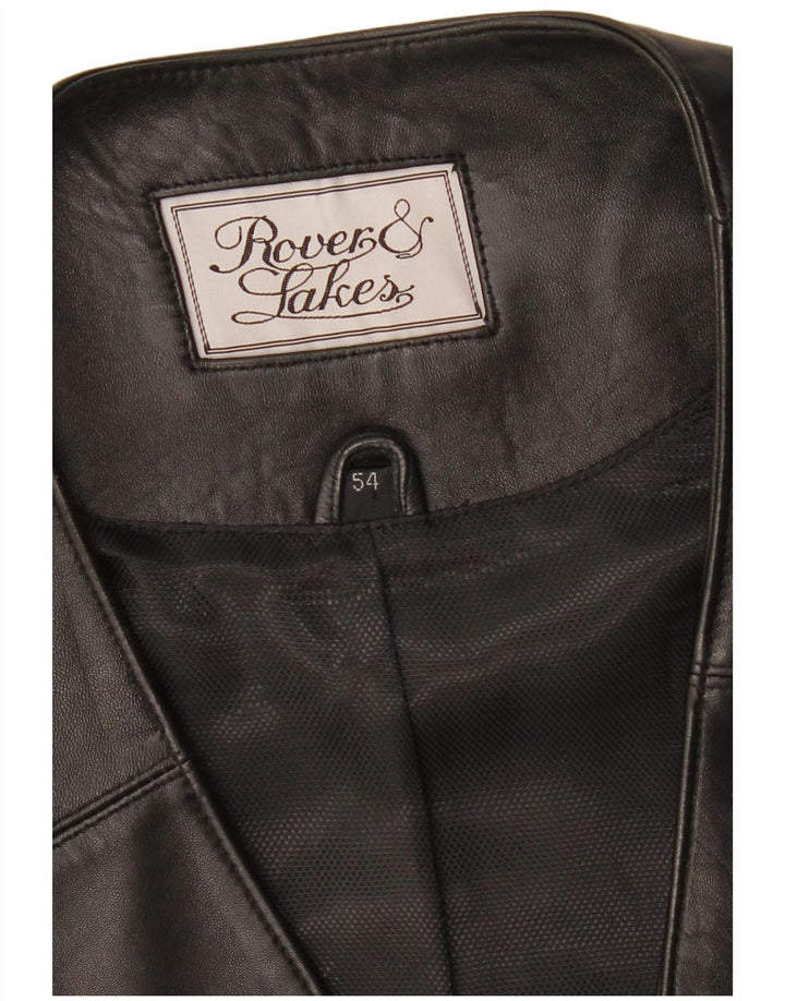 Colete de couro masculino ROVER&LAKES IT 54 XL couro preto