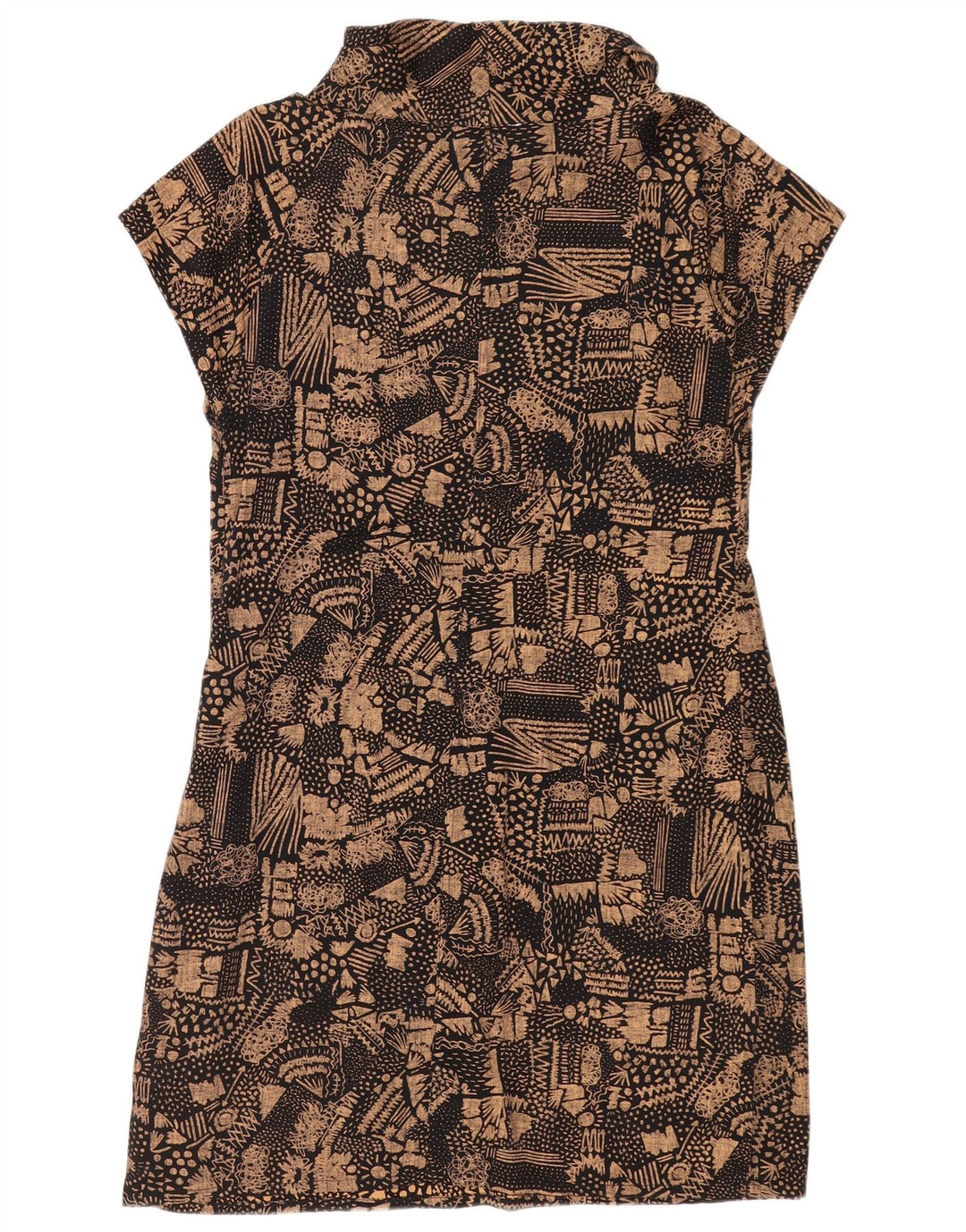 Vestido bainha feminino Skunkfunk Reino Unido 12 algodão geométrico marrom médio