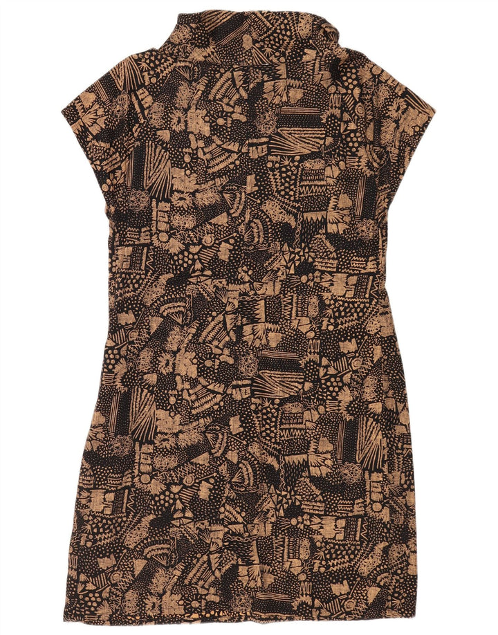Vestido bainha feminino Skunkfunk Reino Unido 12 algodão geométrico marrom médio
