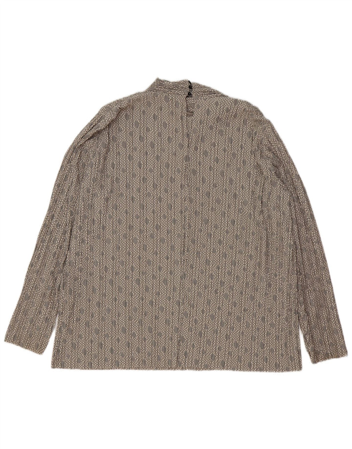 Zara blusa feminina oversized manga comprida top Reino Unido 14 cinza médio geométrico