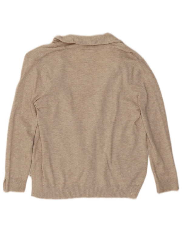 Suéter cardigã aberto feminino Zara UK 8 pequeno bege viscose