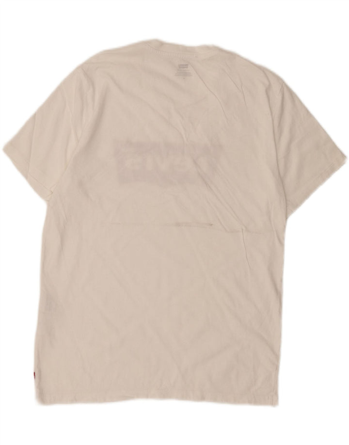 LEVI'S Mens Graphic T-Shirt Top Medium White Vintage Levi's and Second-Hand Levi's from Messina Hembry 