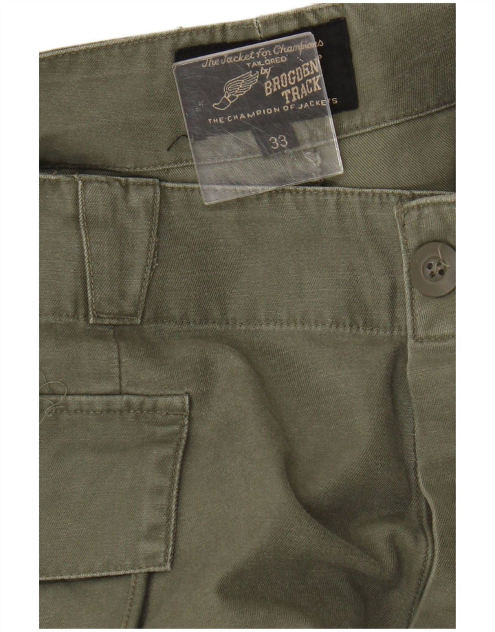 Calça cargo reta masculina Brogden W33 L33 algodão verde