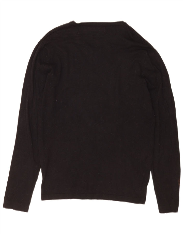 Suéter masculino Zara com decote em V, viscose preta média