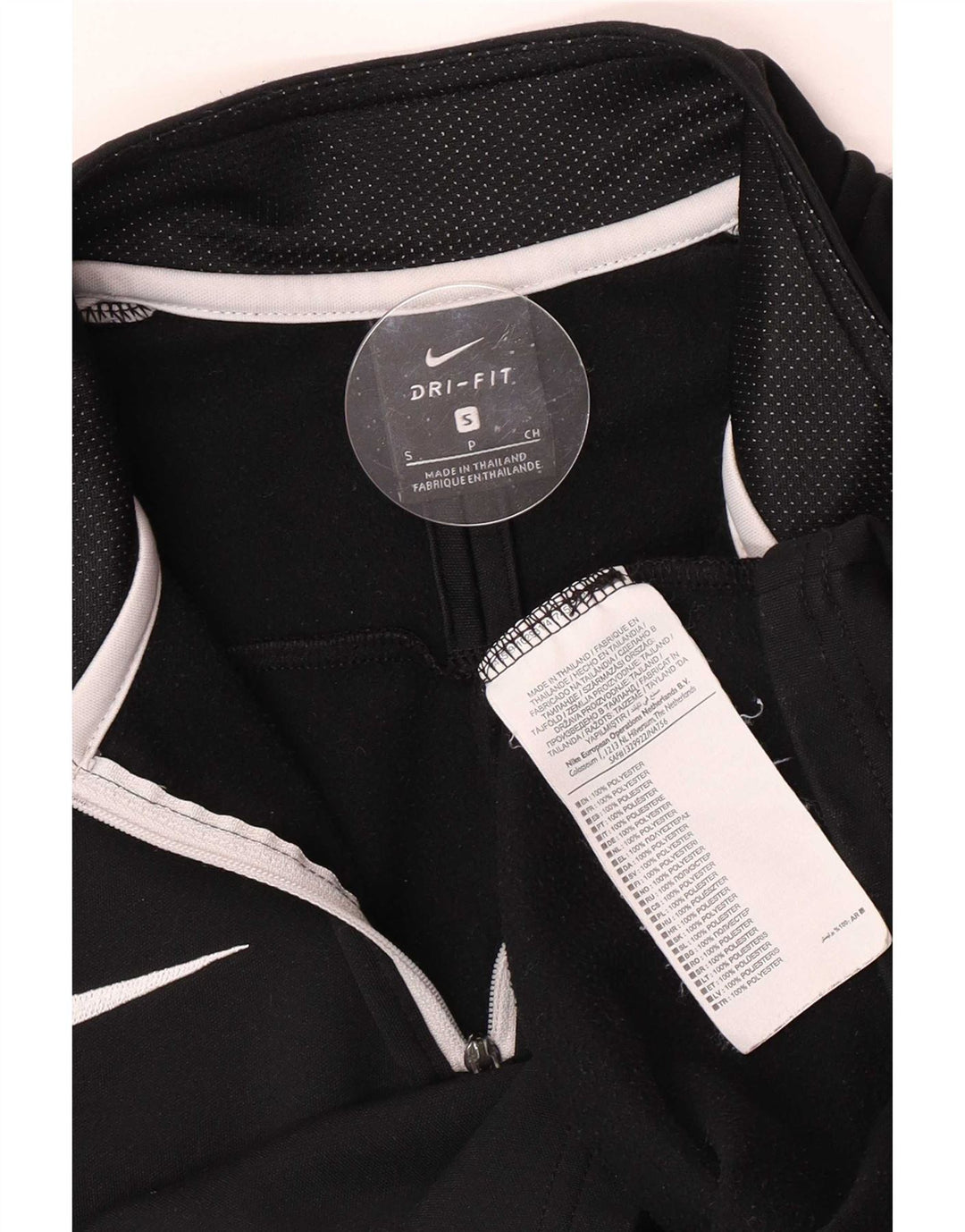 Pulôver masculino Nike Dri Fit com gola zip e moletom pequeno preto colorblock