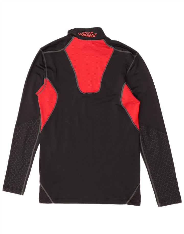 Top de compressão masculino Nike manga comprida grande poliéster colorblock preto
