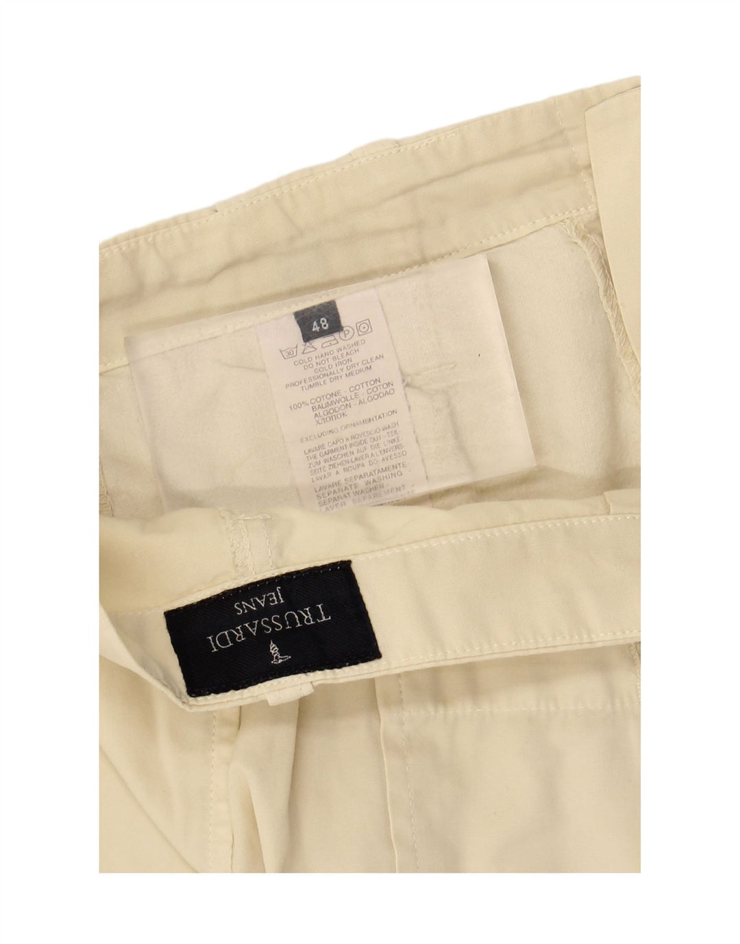 TRUSSARDI Mens Cargo Shorts IT 48 Médio W32 Algodão Bege
