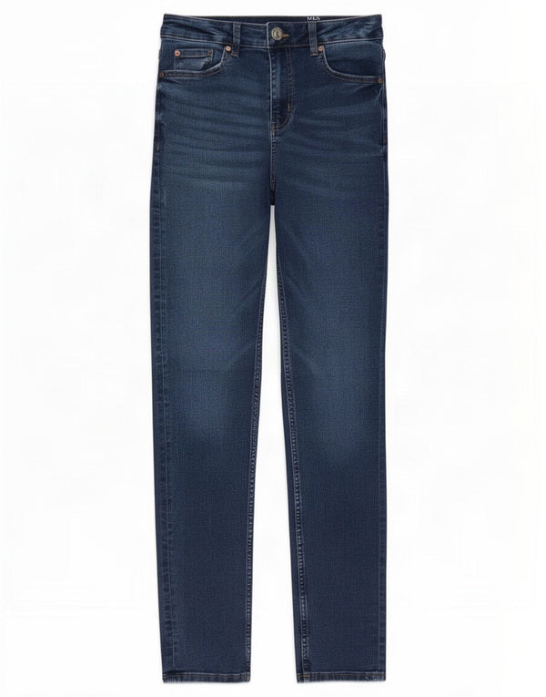 Marks & Spencer Feminino Lily Slim Jeans Reino Unido 10 Pequeno W27 L30 Azul Algodão