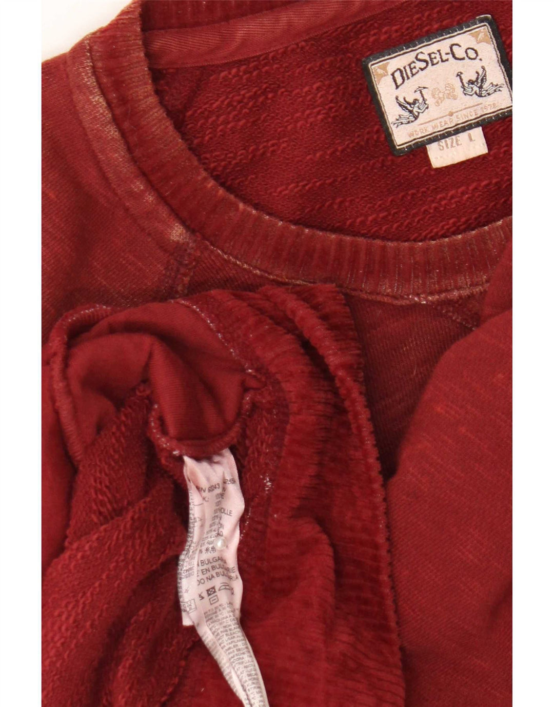Moletom masculino Diesel Jumper grande algodão Borgonha