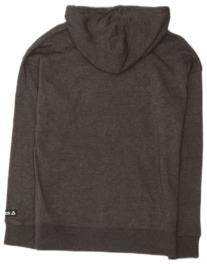 Suéter com capuz gráfico masculino REEBOK pequeno algodão cinza