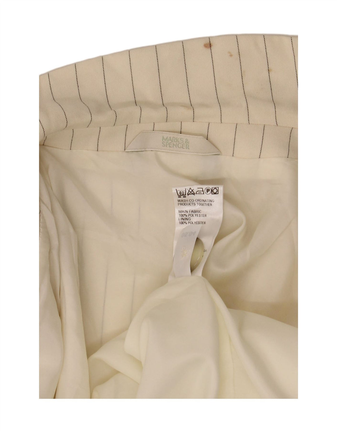 Jaqueta blazer feminina de 2 botões Marks & Spencer Reino Unido 20 2XL listrada branca