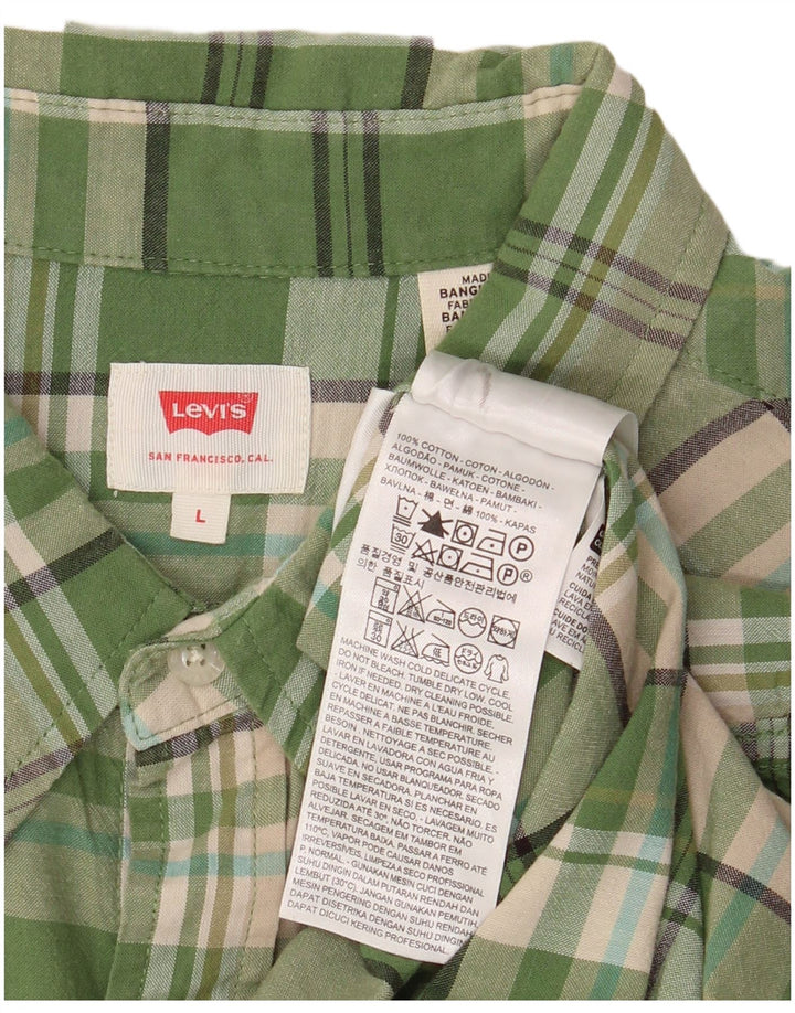 Camisa masculina de manga curta LEVI'S grande algodão xadrez verde