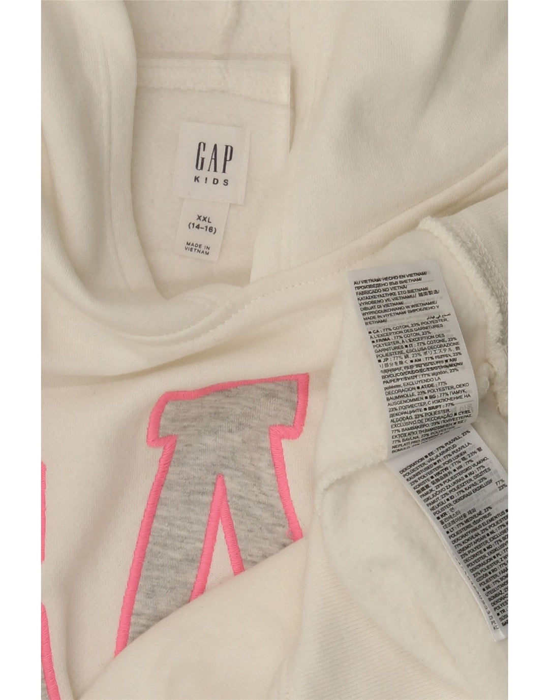 GAP Suéter gráfico feminino com capuz 14-15 anos 2XL algodão branco