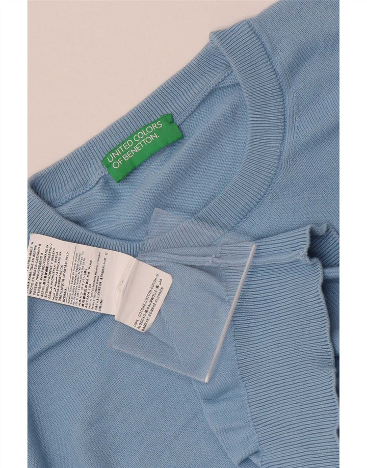 Suéter masculino Benetton com gola redonda XL algodão azul