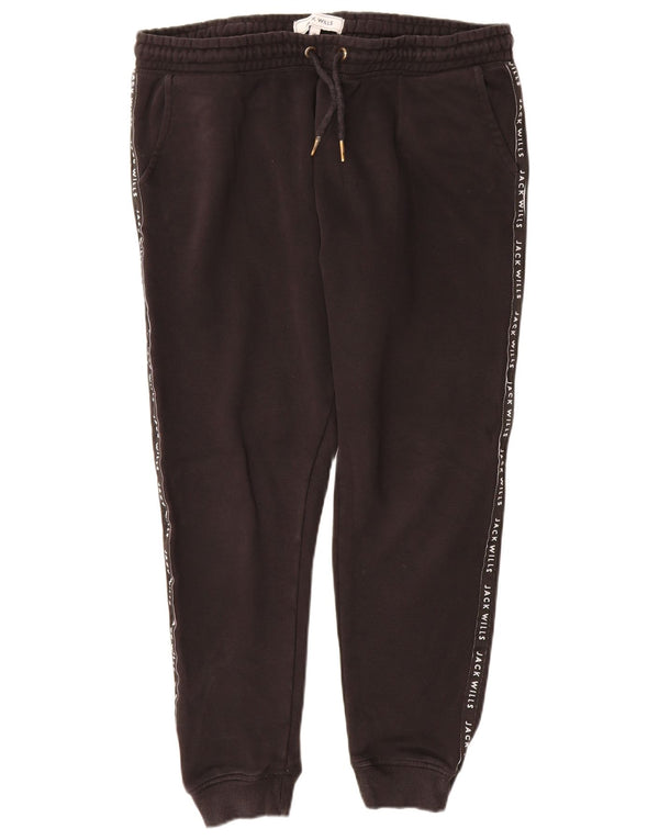 Jack Wills Calça feminina de treino gráfico Joggers Reino Unido 14 grande preto