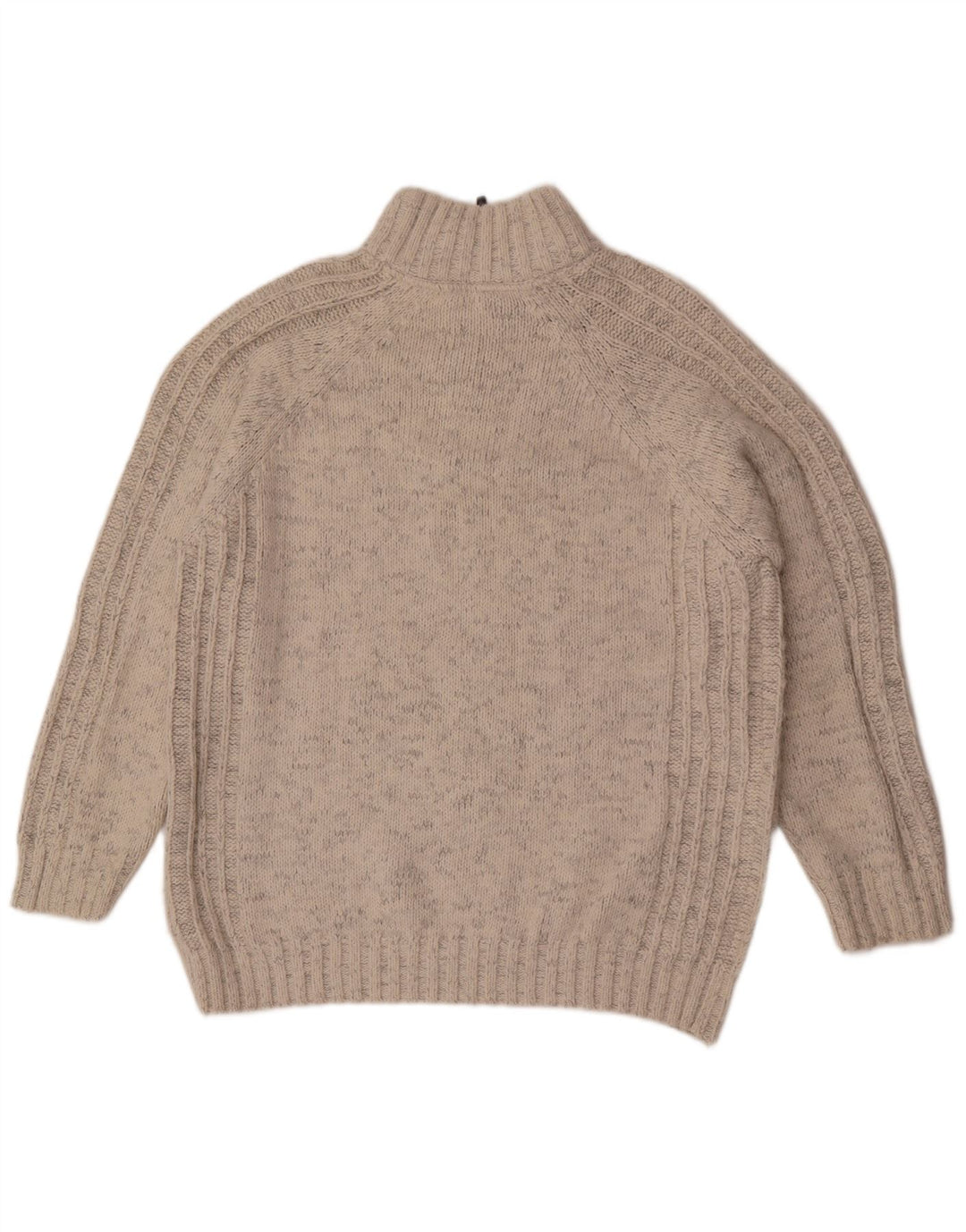 Suéter masculino Marks & Spencer de ajuste regular com zíper e gola XL bege salpicado