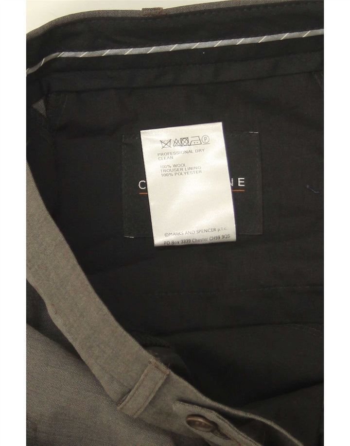 Calça masculina de terno reto Marks & Spencer W40 L30 lã verde