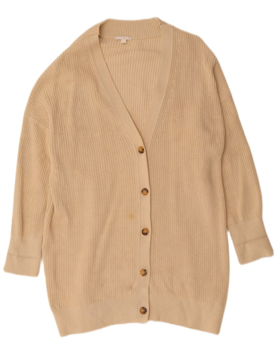 Suéter cardigã feminino COS Longline oversized Reino Unido 14 algodão bege médio
