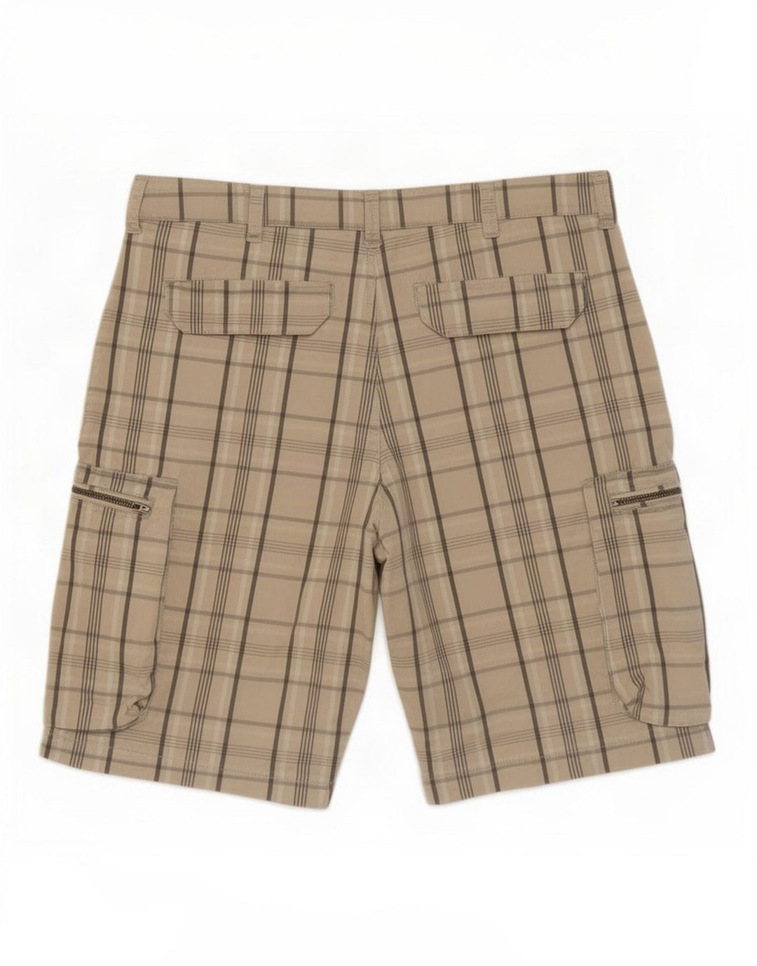 Nike Mens Cargo Shorts Médio W30 Bege Xadrez Algodão