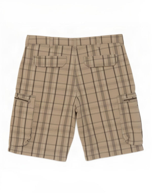 Nike Mens Cargo Shorts Médio W30 Bege Xadrez Algodão