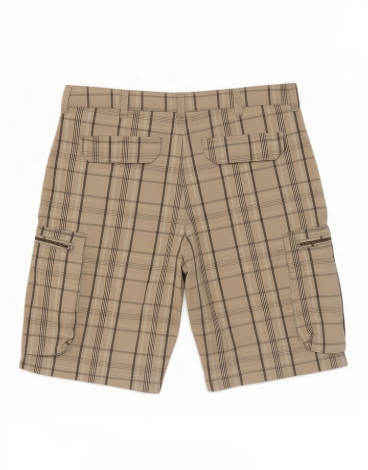 Nike Mens Cargo Shorts Médio W30 Bege Xadrez Algodão