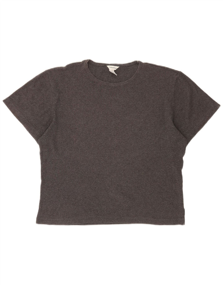 Camiseta feminina CALVIN KLEIN grande tamanho UK 14 algodão cinza médio