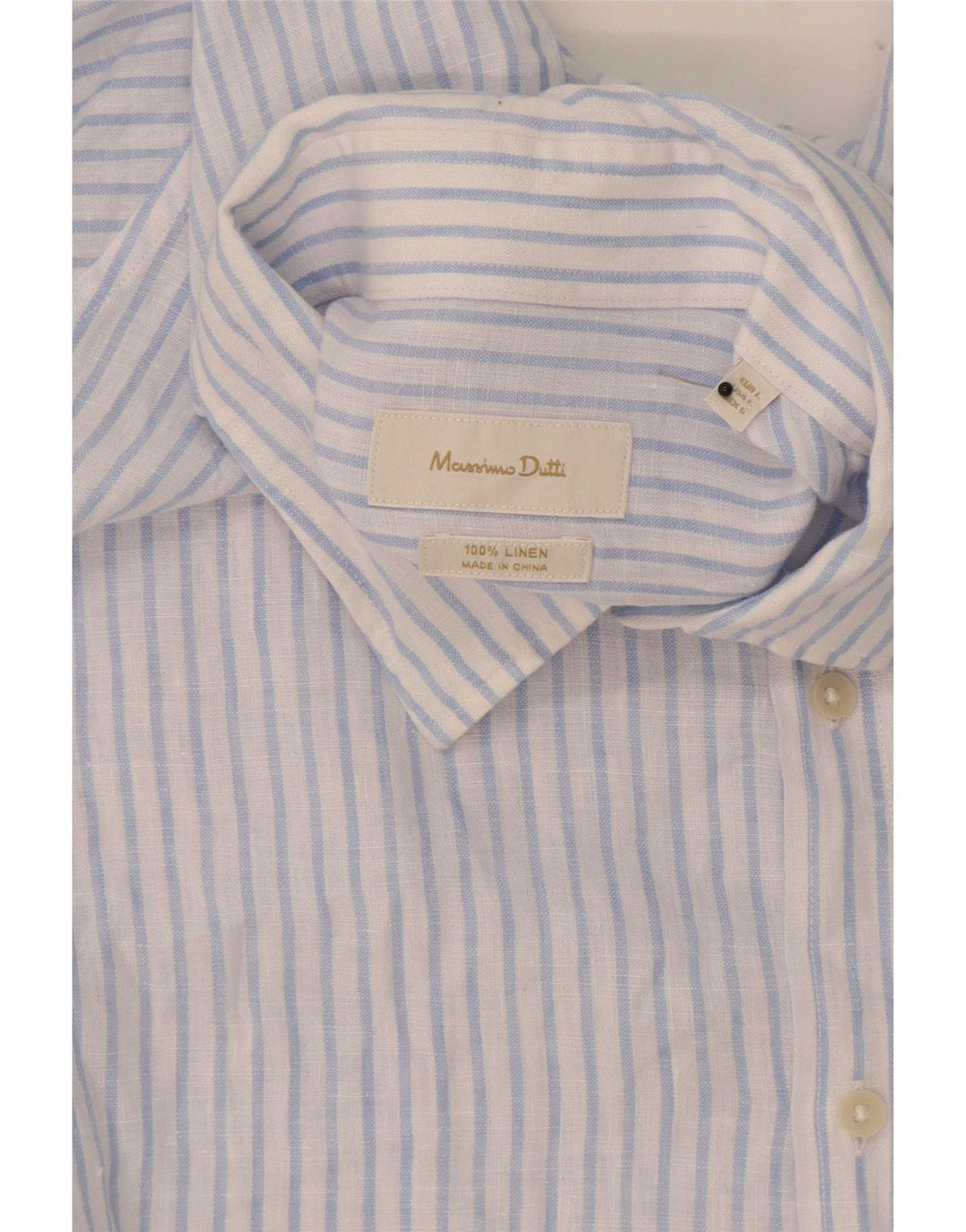 Camisa masculina Massimo Dutti grande linho listrado azul