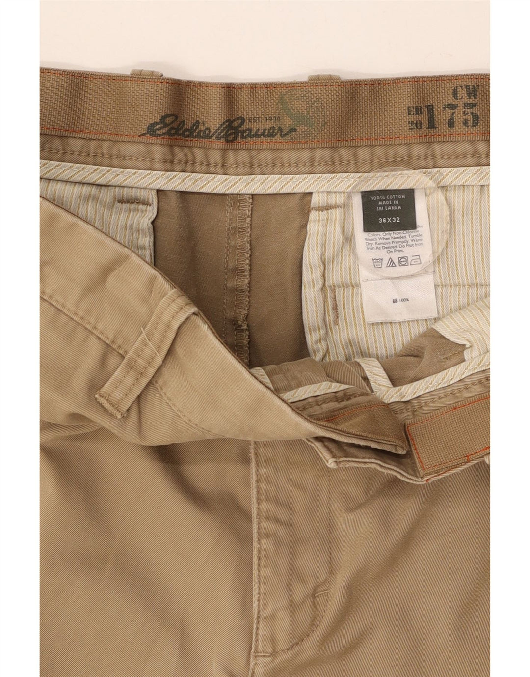 EDDIE BAUER Mens Straight Chino Trousers W36 L29 Beige Cotton Vintage Eddie Bauer and Second-Hand Eddie Bauer from Messina Hembry 