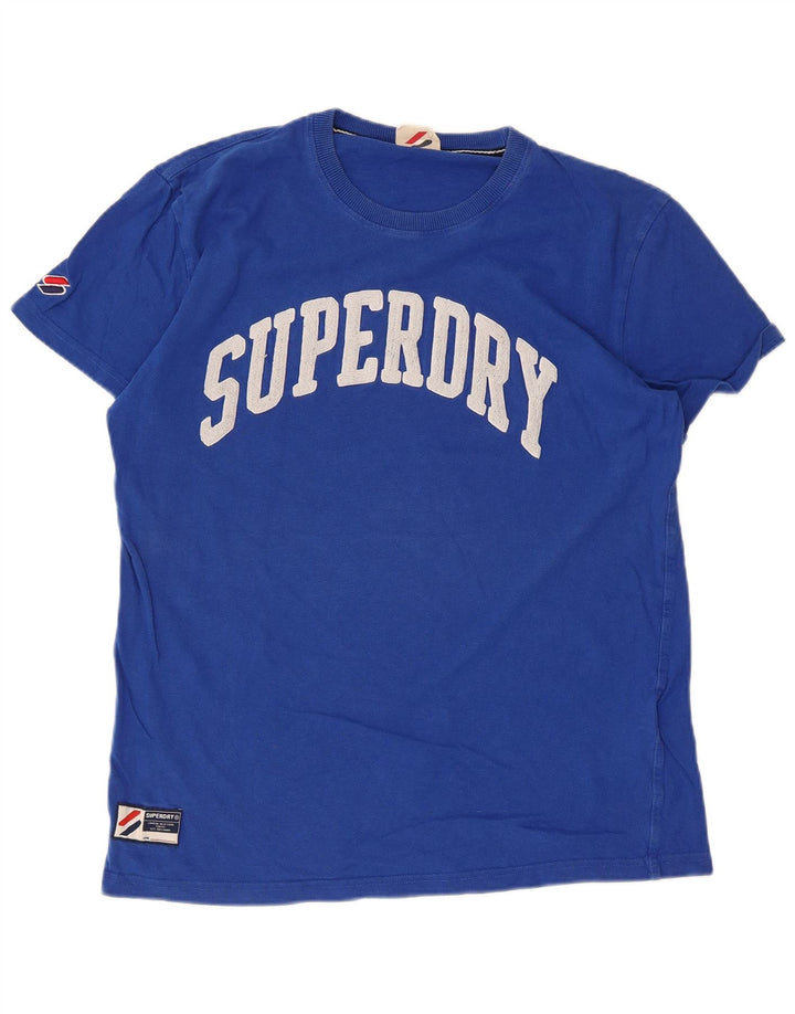 Camiseta masculina gráfica SUPERDRY Top médio algodão azul