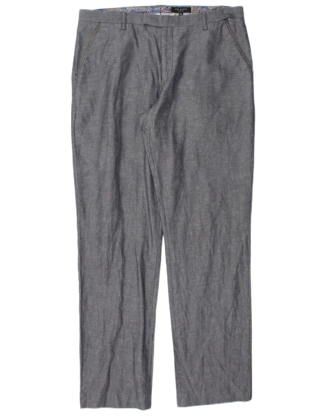 Calça chino reta masculina TED BAKER W34 L32 algodão azul