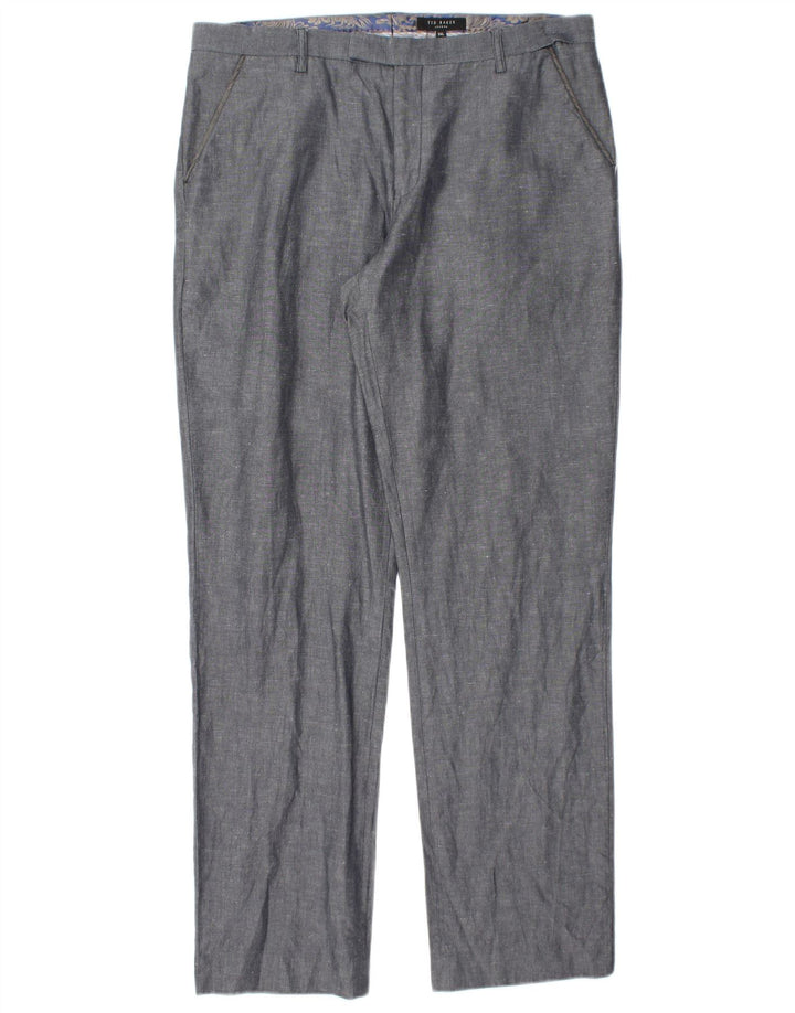 Calça chino reta masculina TED BAKER W34 L32 algodão azul