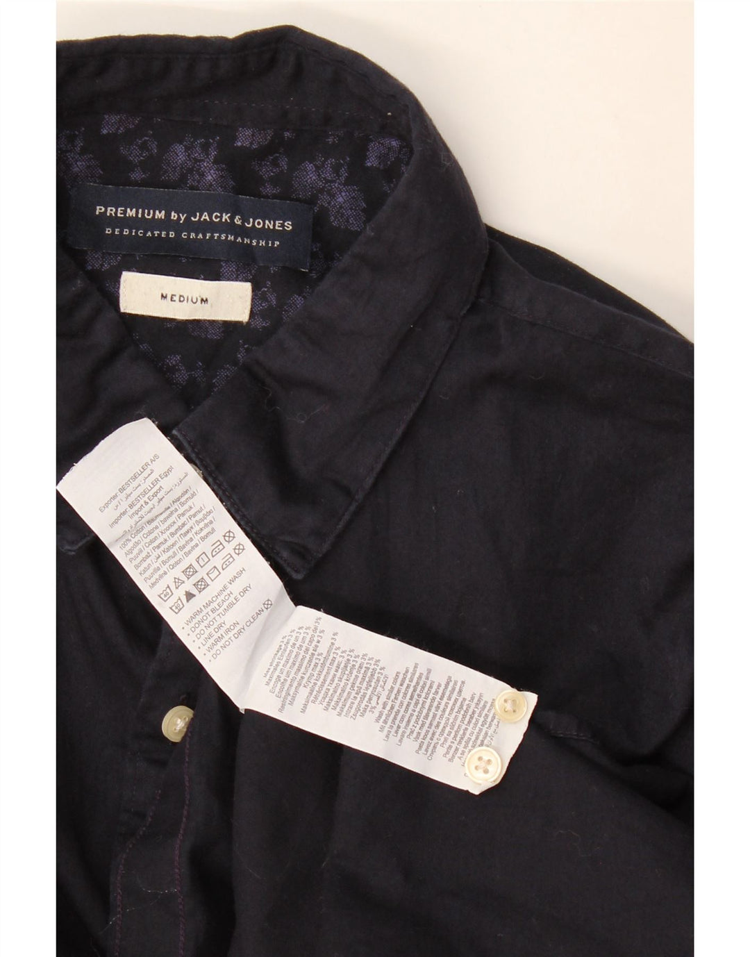 Camisa masculina Jack & Jones média azul marinho algodão