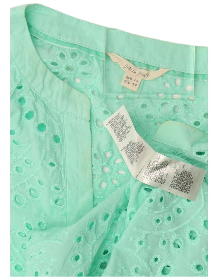 Blusa feminina manga 3/4 White Stuff Top Reino Unido 16 algodão verde grande