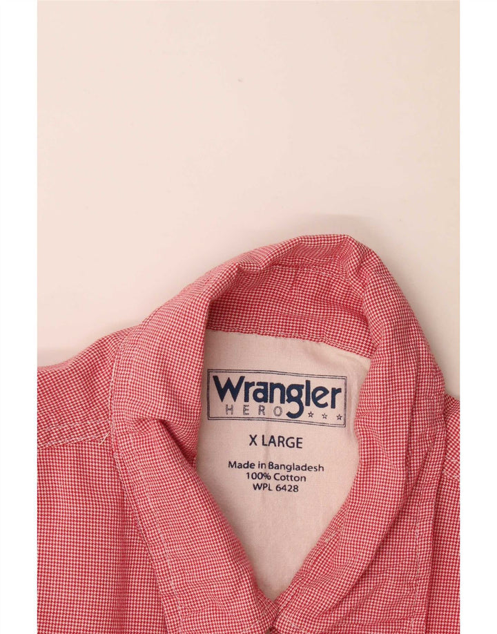 Camisa Wrangler masculina de manga curta XL vermelha algodão houndstooth