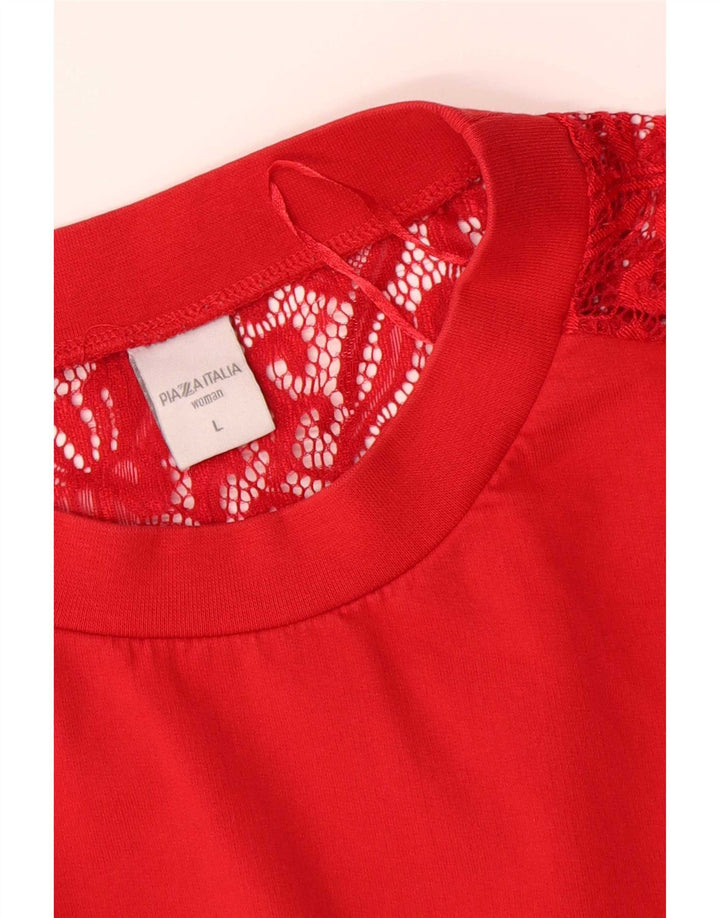 Blusa feminina PIAZZA ITALIA UK 16 grande floral vermelho