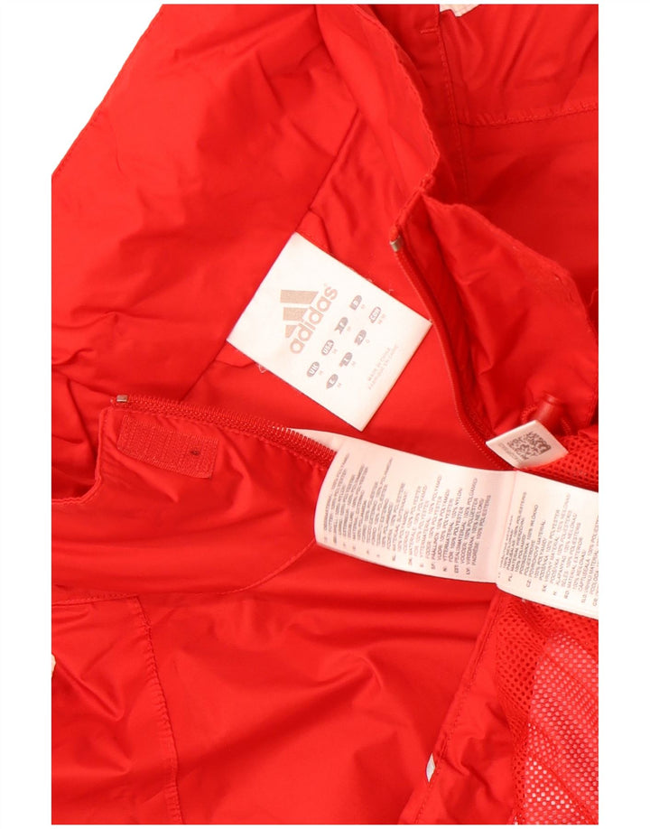 Adidas Mens Hooded Rain Jacket UK 38 Poliéster Vermelho Médio