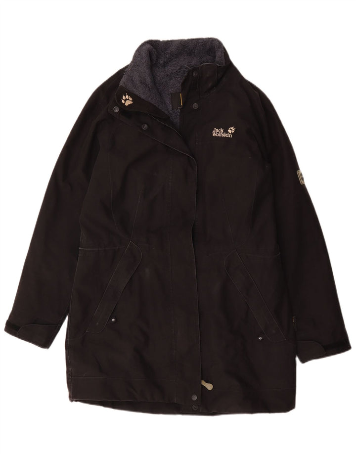 Casaco corta-vento feminino Jack Wolfskin Reino Unido 12/14 poliéster preto médio