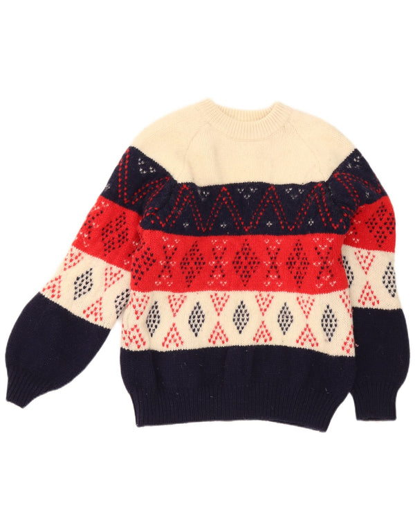 Suéter feminino Benetton com gola redonda 11-12 anos multicolorido geométrico