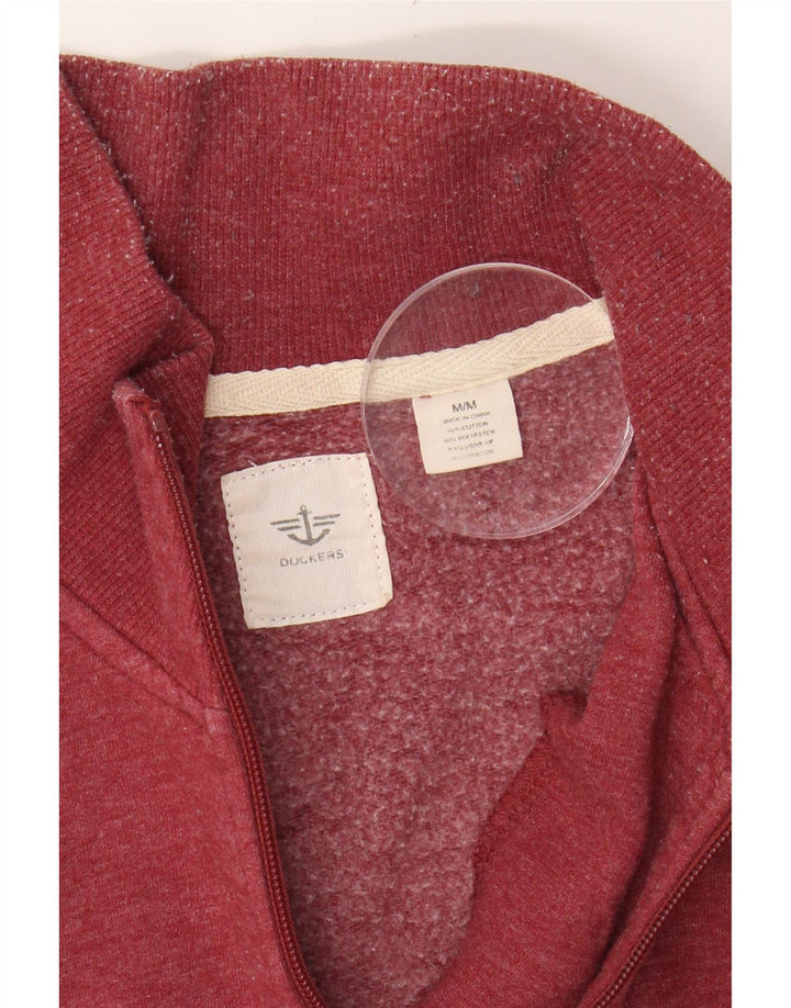 DOCKERS Mens Zip Neck Sweatshirt Jumper Medium Red Cotton Vintage Dockers and Second-Hand Dockers from Messina Hembry 