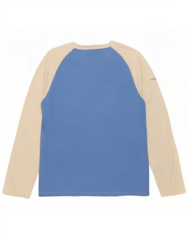 Top gráfico masculino Champion manga comprida grande algodão colorblock azul