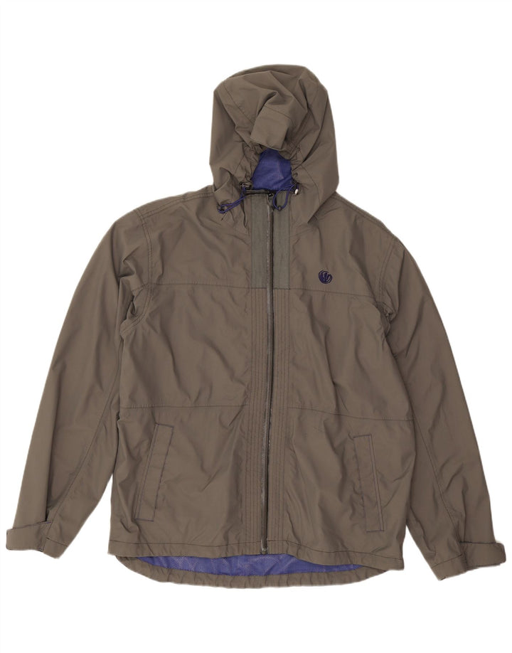 Jaqueta de chuva com capuz masculina Fat Face UK 40 Nylon cinza grande