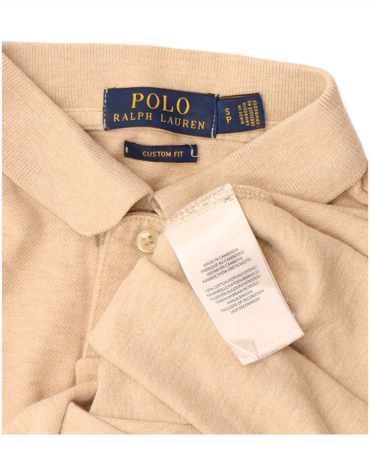 POLO RALPH LAUREN Camisa polo masculina de ajuste personalizado pequeno algodão bege