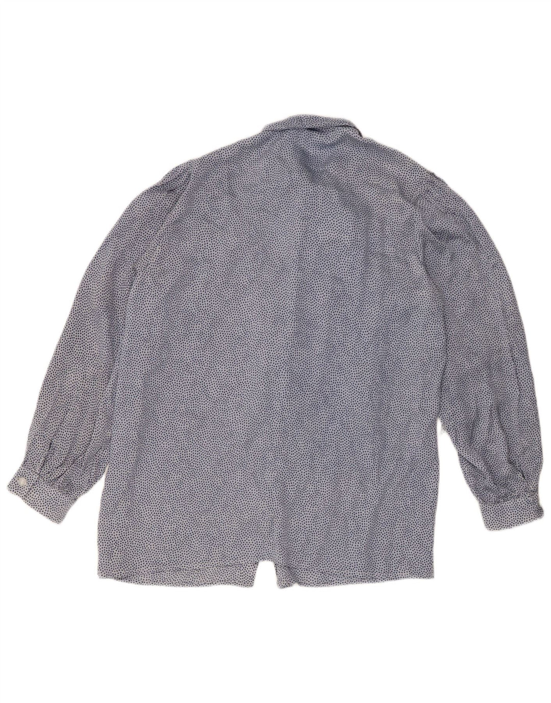 Camisa/blusa feminina vintage com laço frontal Reino Unido 16 Grande Azul com Bolinhas