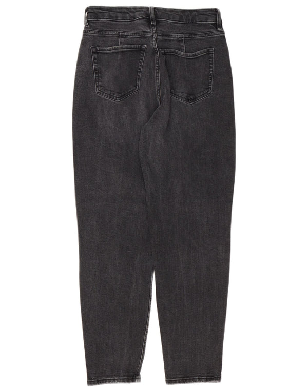 Calça jeans feminina Marks & Spencer Mom Tapered Reino Unido 8 pequena W28 L26 preta